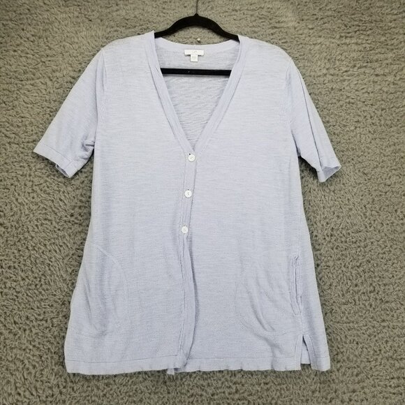 J. Jill Top Womens Small Light Purple Linen Blend Knit V Neck Button Up - Picture 1 of 9